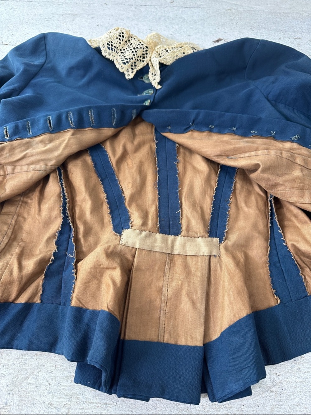 Authentic Antique 1880s Navy Bustle Dress Museum Worthy - Picture 9 of 16